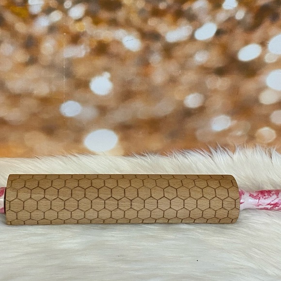 The Bake Shop Pink Handle Honeycomb Bee Rolling Pin - Picture 2 of 5
